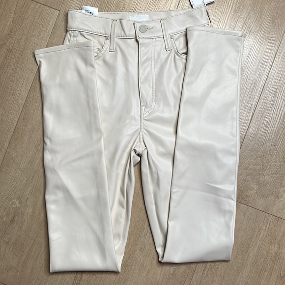 NEW MOTHER Faux Leather The Super Swooner in Wax On, Wax Off Egret, SIZE 23 0828 - Picture 7 of 10